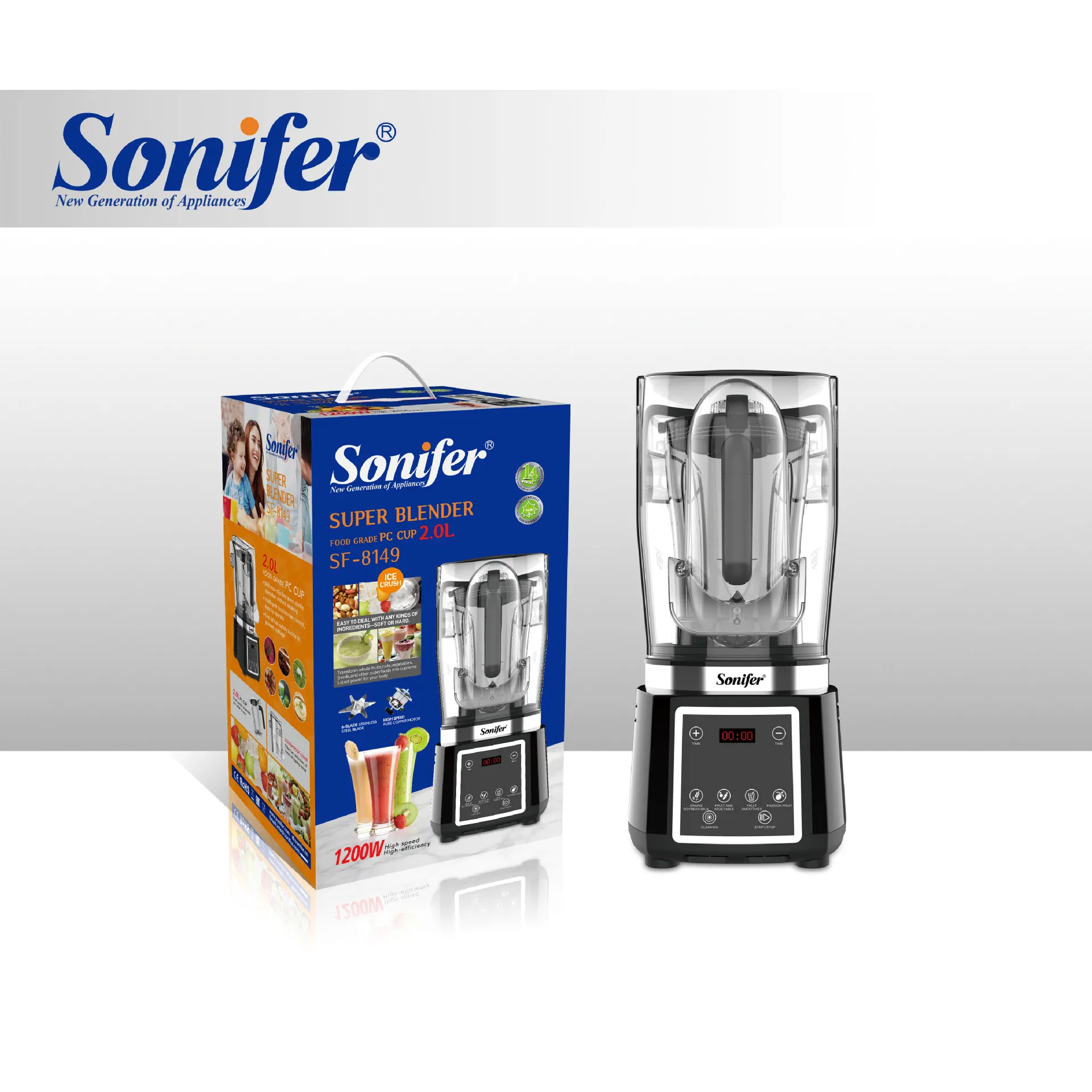 Sonifer 2L Cross-border Household Commercial Multi-Function Wall Breaker Mixer Super Blender 8149 9