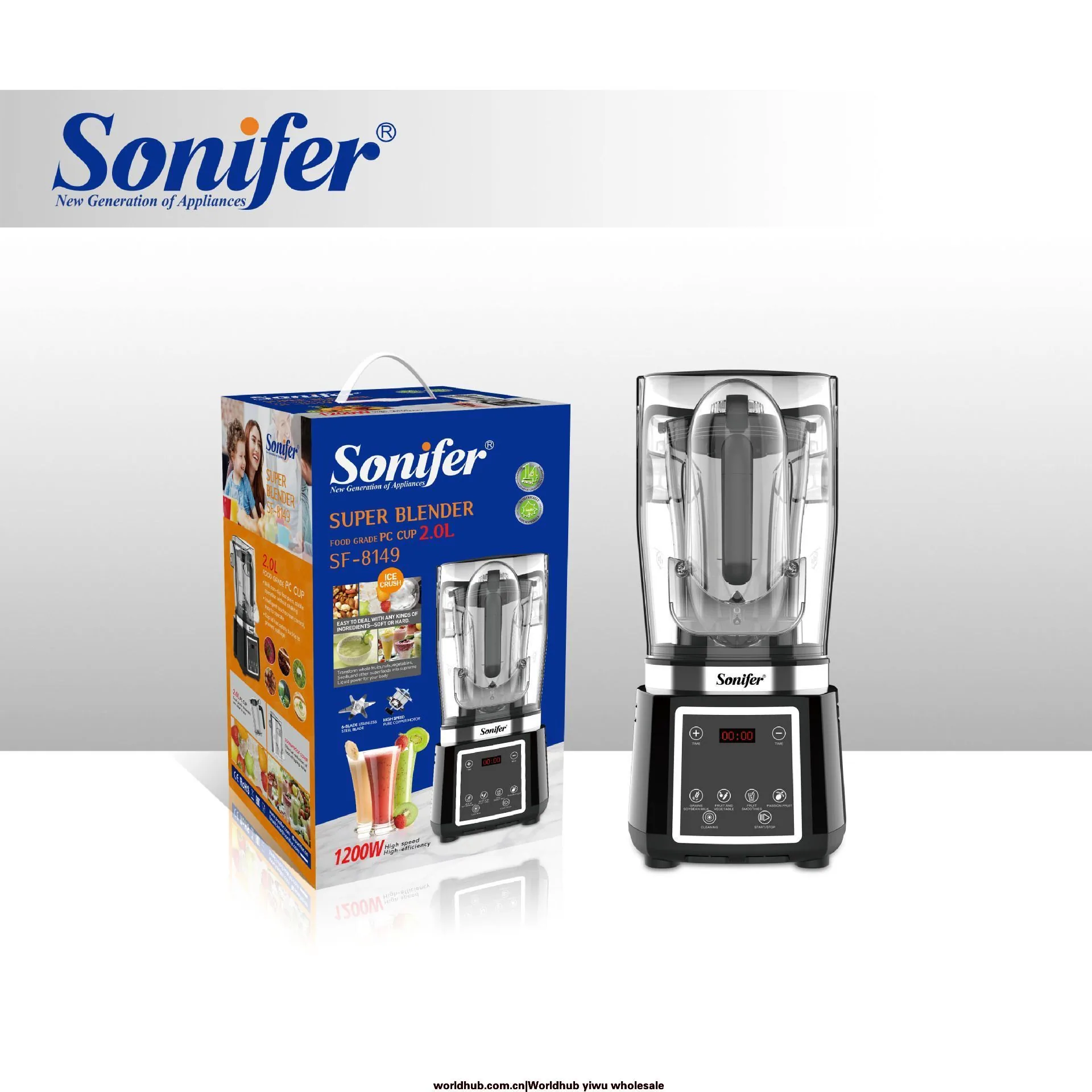 Sonifer 2L Cross-border Household Commercial Multi-Function Wall Breaker Mixer Super Blender 8149