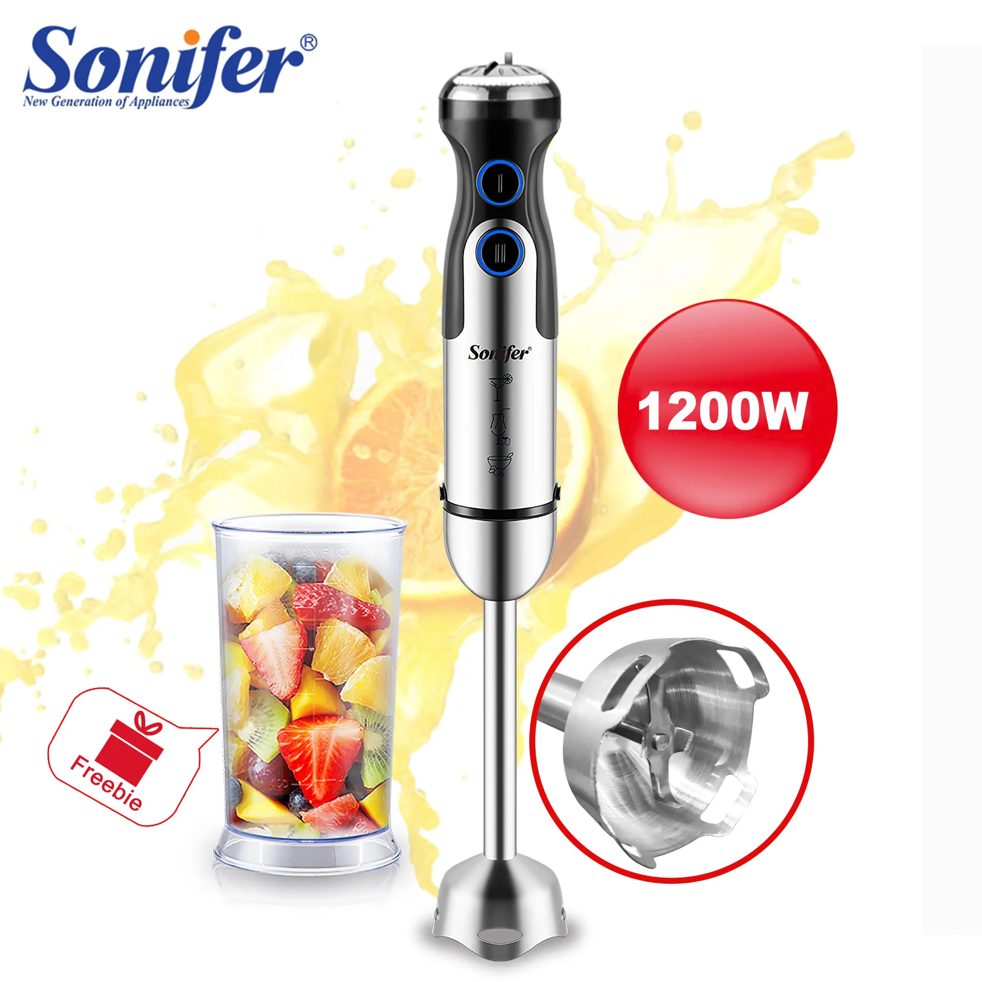 Sonifer Household Stainless Steel Electric Mixer Juice Processor SF-8092S 4