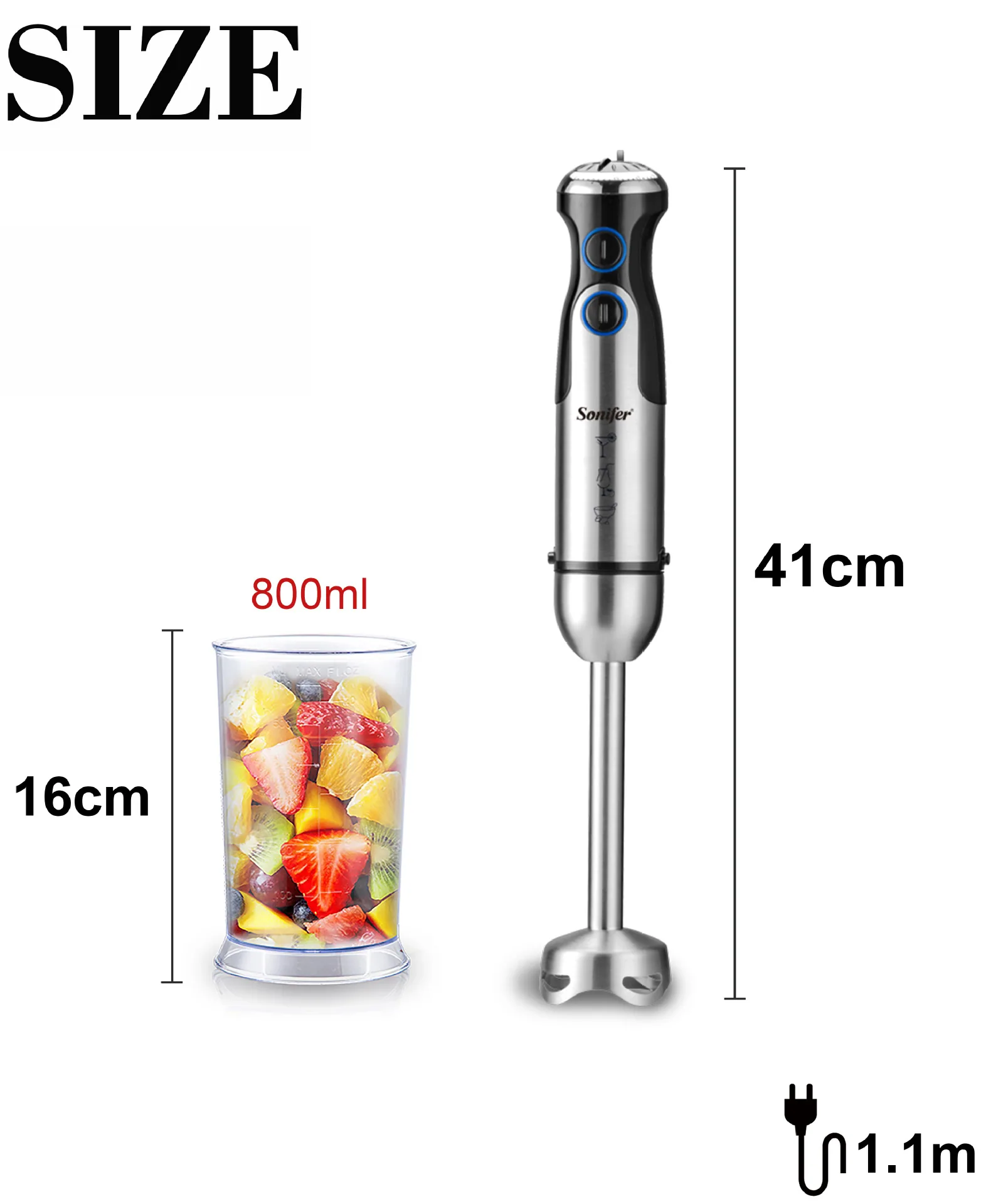 Sonifer Household Stainless Steel Electric Mixer Juice Processor SF-8092S 11