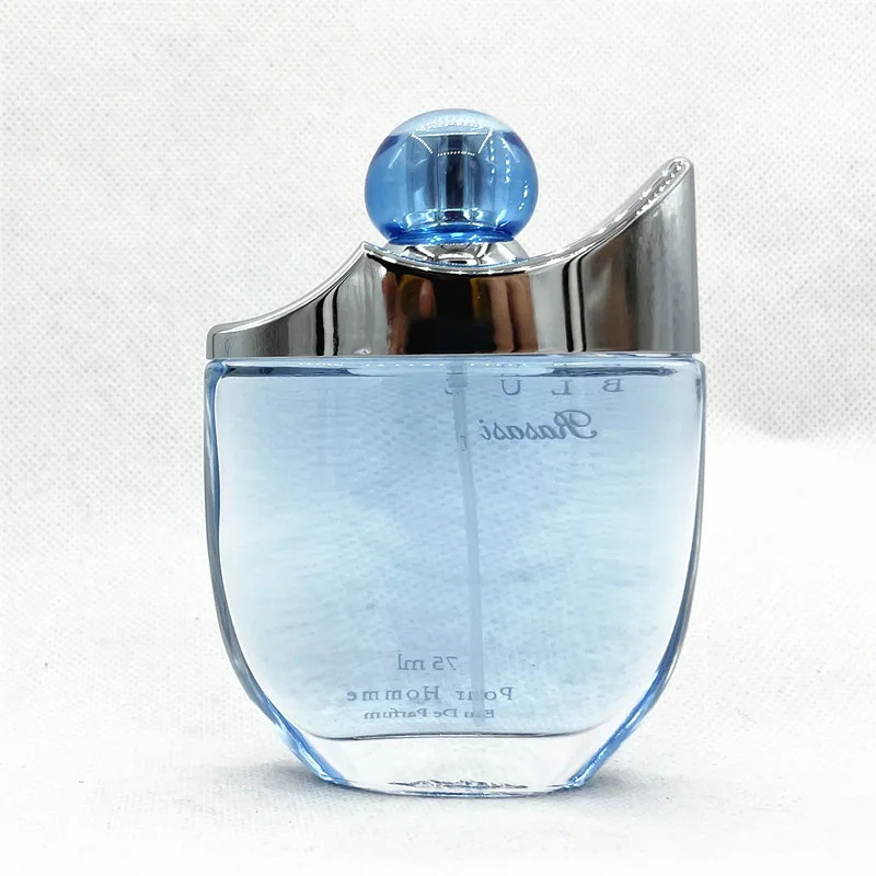 Royal Blue Men's Arabian perfume Bottle Details Close up Classic Blue Glass and Metal Cap Craft Display