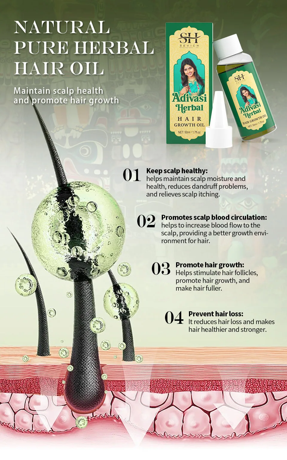 Minyak rambut Herbal Adivasi 10