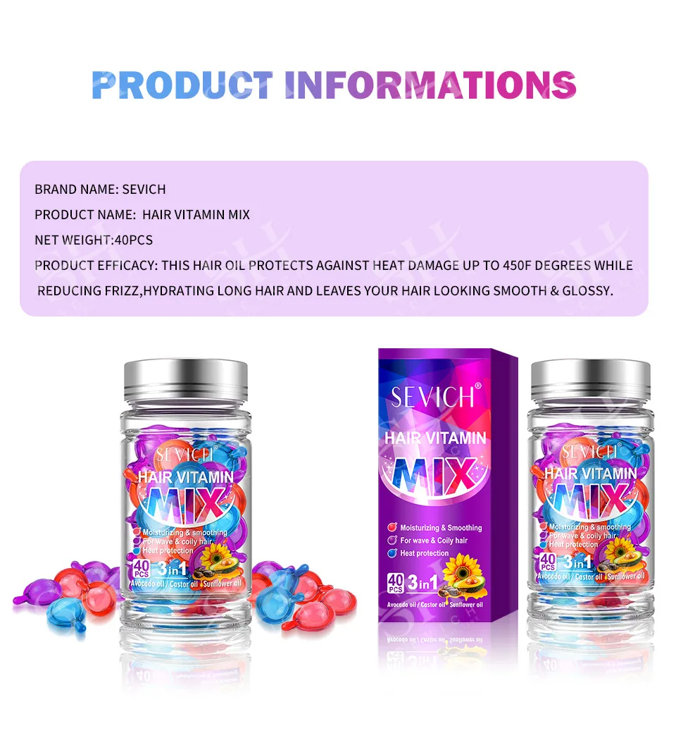 Mixed Color Capsules: 40 capsules for curly hair curls, essential oils, hair insulation, hair damage, hair damage, moisturizing 18
