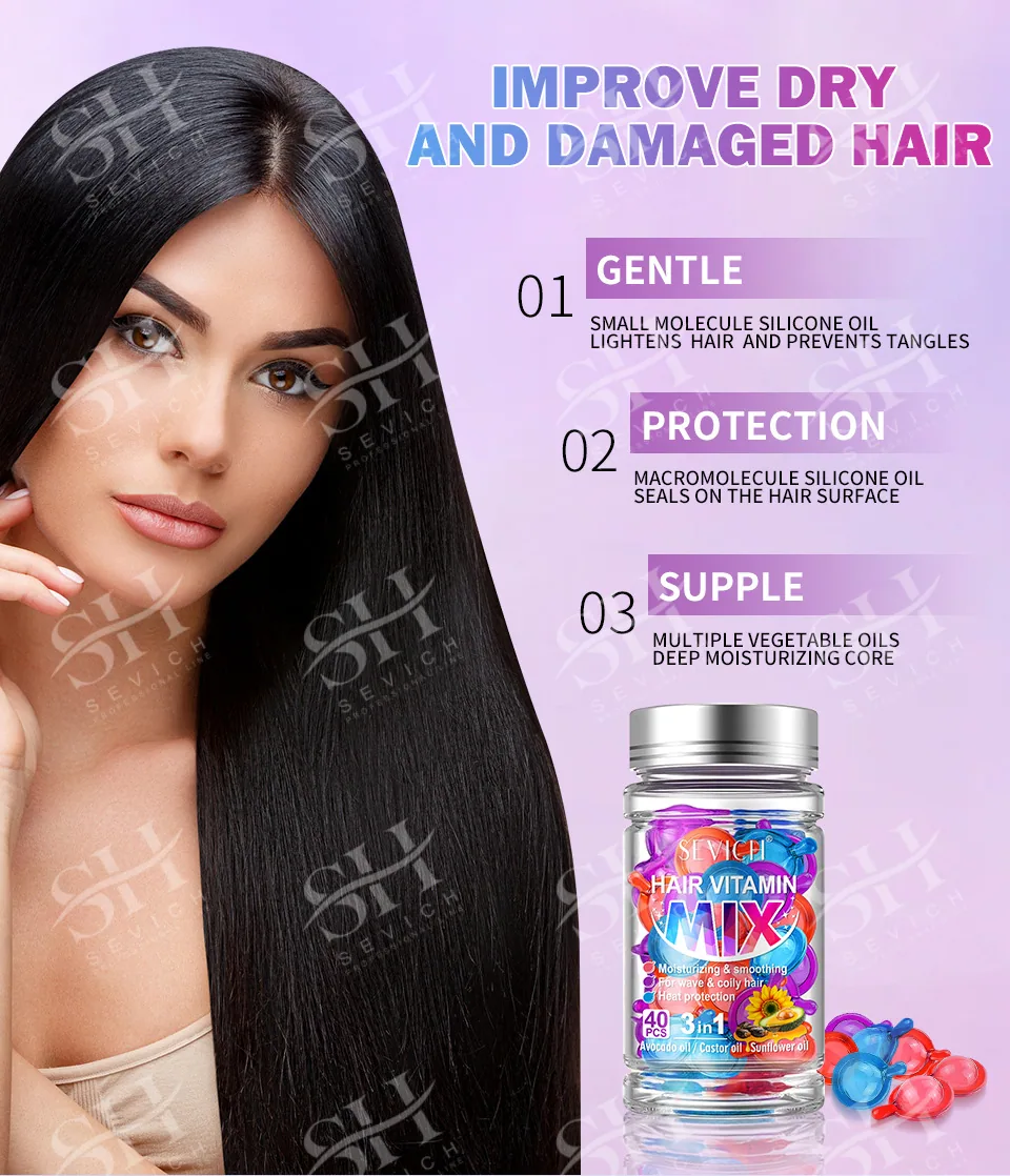 Mixed Color Capsules: 40 capsules for curly hair curls, essential oils, hair insulation, hair damage, hair damage, moisturizing 17