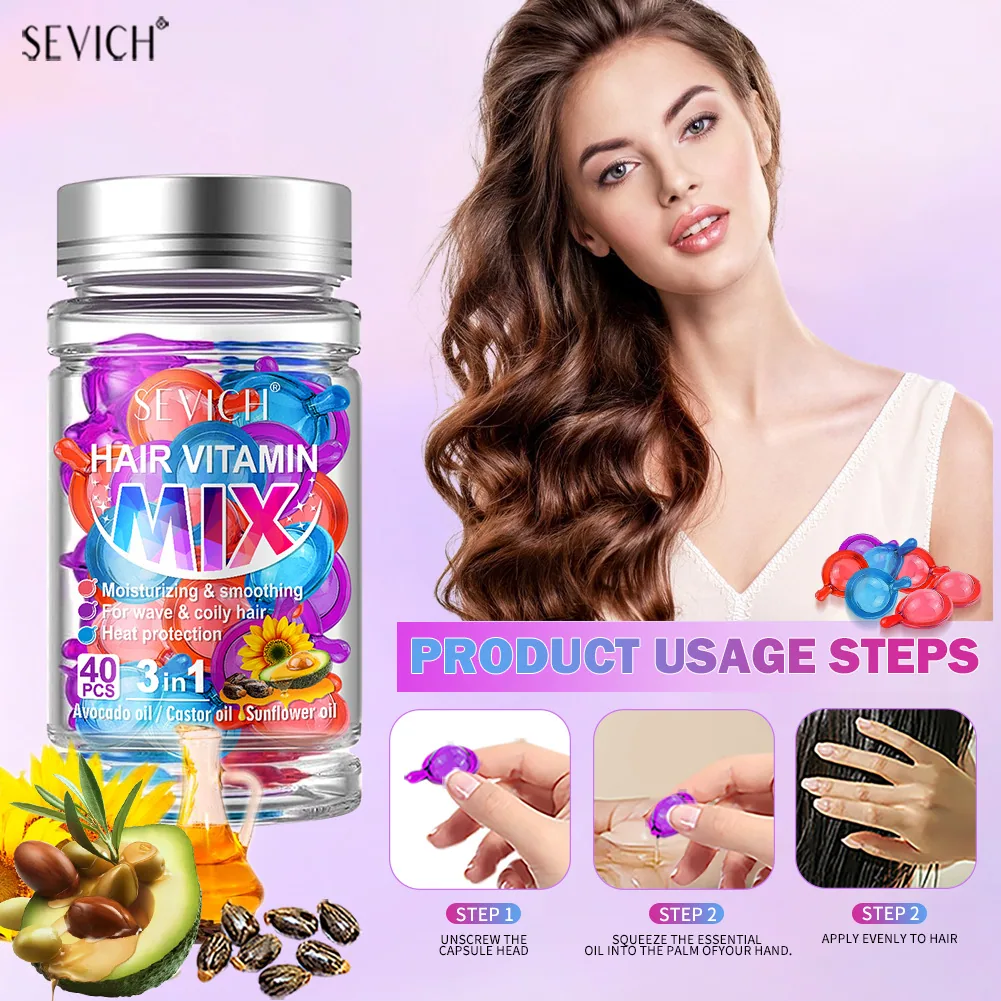 Mixed Color Capsules: 40 capsules for curly hair curls, essential oils, hair insulation, hair damage, hair damage, moisturizing 5