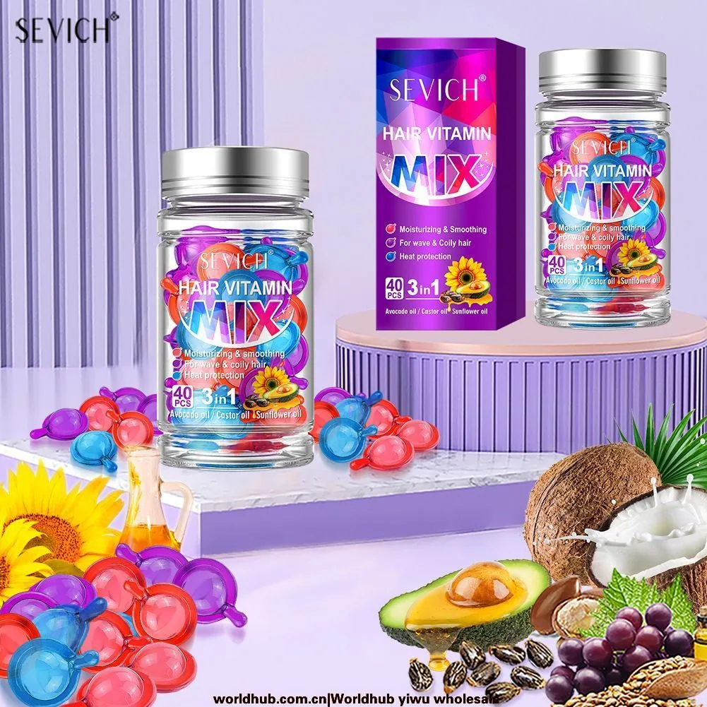 Mixed Color Capsules: 40 capsules for curly hair curls, essential oils, hair insulation, hair damage, hair damage, moisturizing