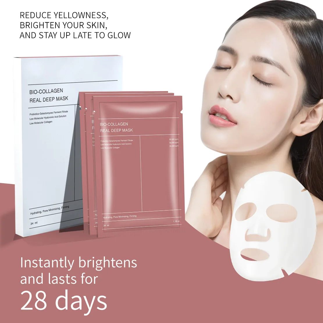 Topeng rentas sempadan Amazon split collagen hydrating mask melembapkan dan melembapkan mengangkat dan mengetatkan drop-off 15