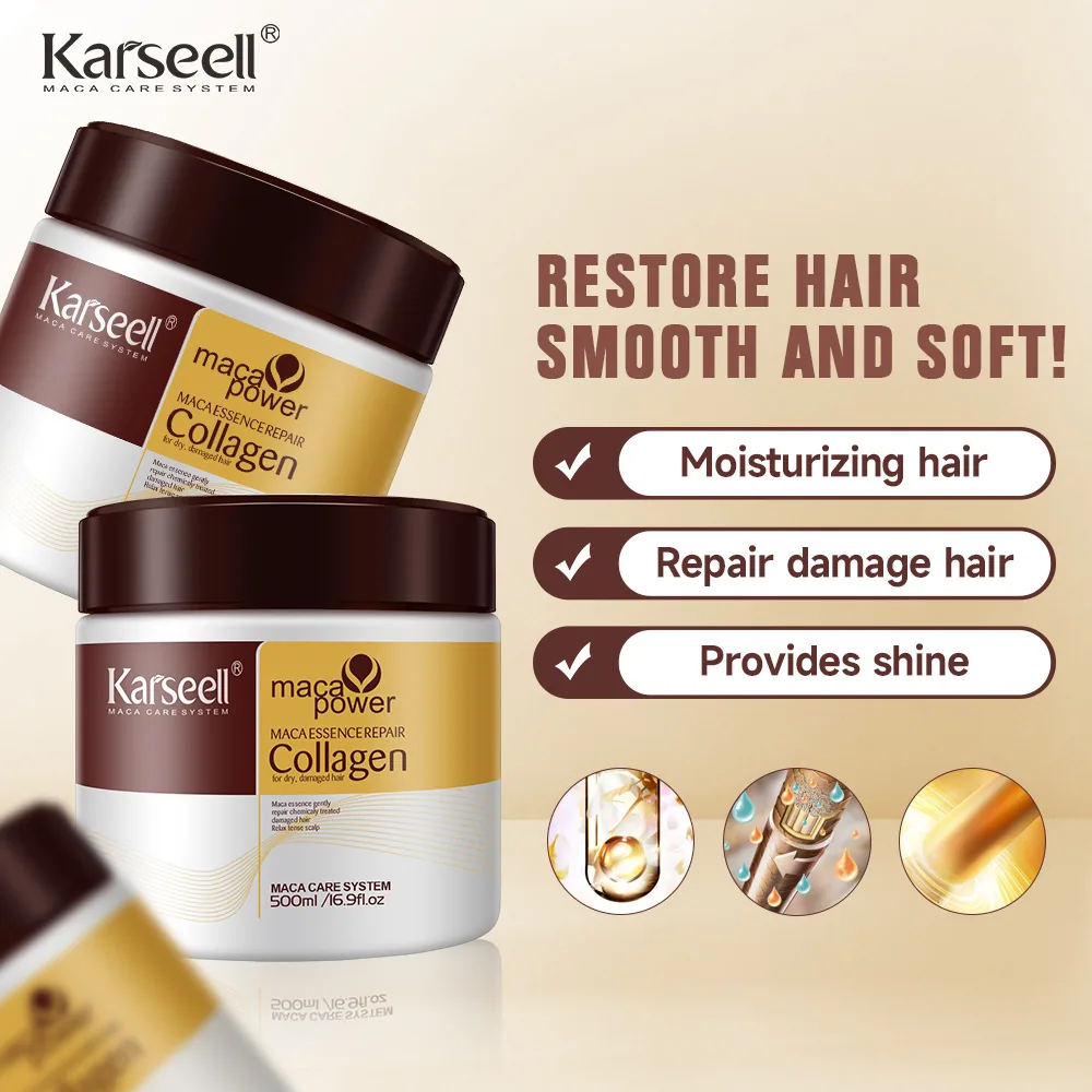 Cross-border Karseell Hair Mask Collagen repairs dryness and improves frizz and does not steam and bake oil paste serum hair mas 6