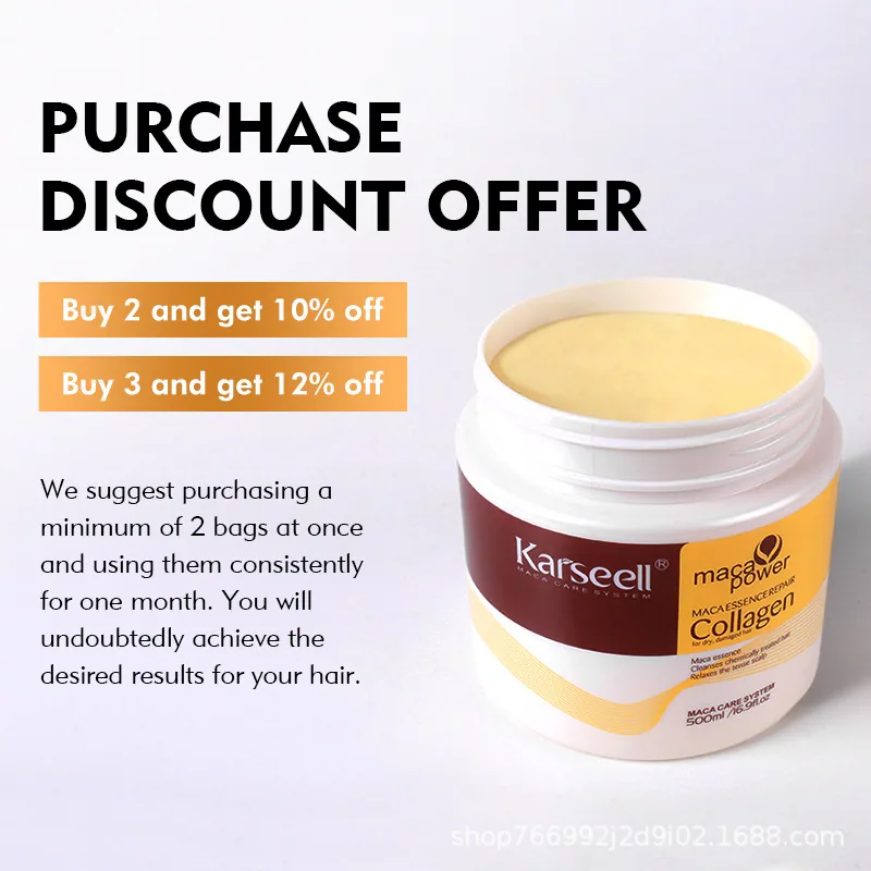 Cross-border Karseell Hair Mask Collagen repairs dryness and improves frizz and does not steam and bake oil paste serum hair mas 5