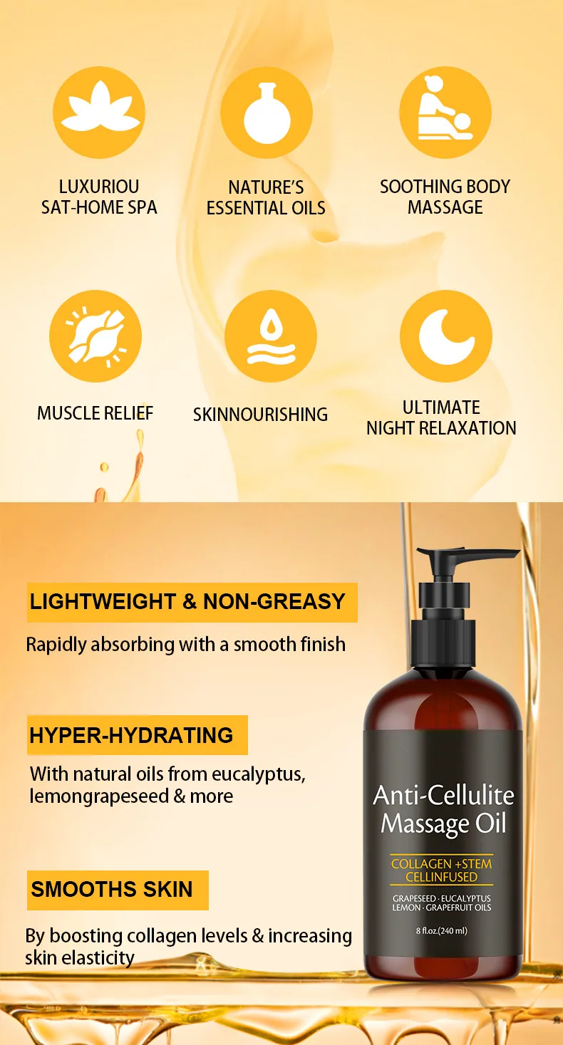 Cross-border exclusive Anti Cellulite Massage Oil body massage oil full body massage 12