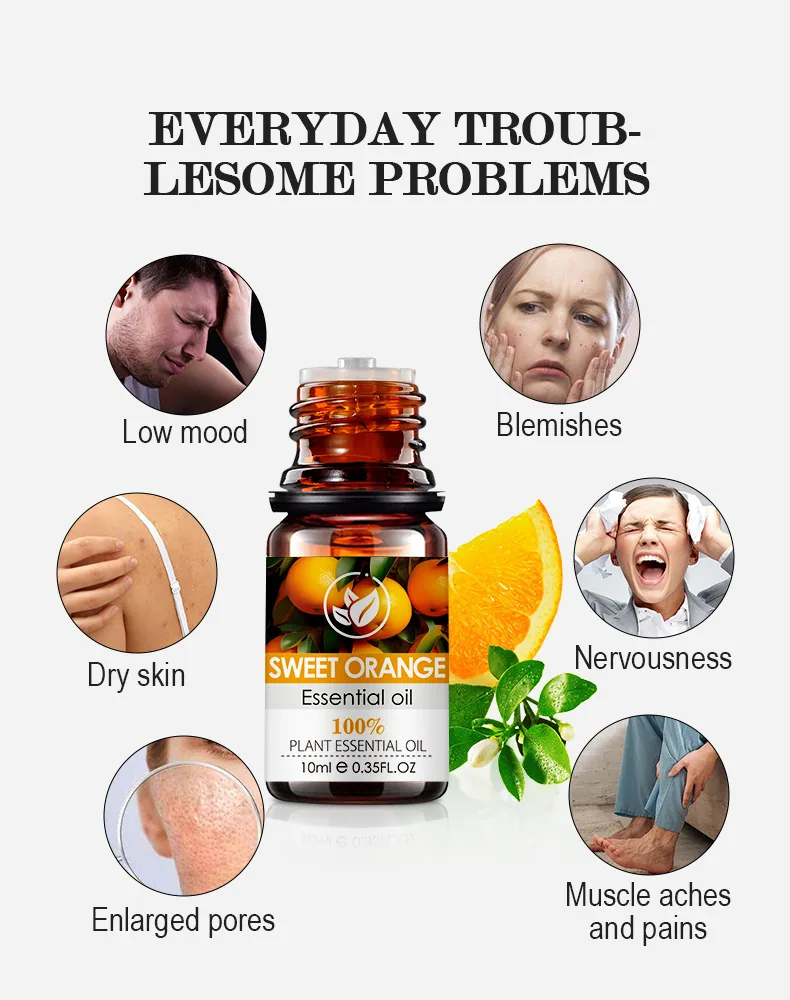 Cross-border spot SWEET ORANGE OIL sweet orange essential oil massage face and body Amazon TK hit 7