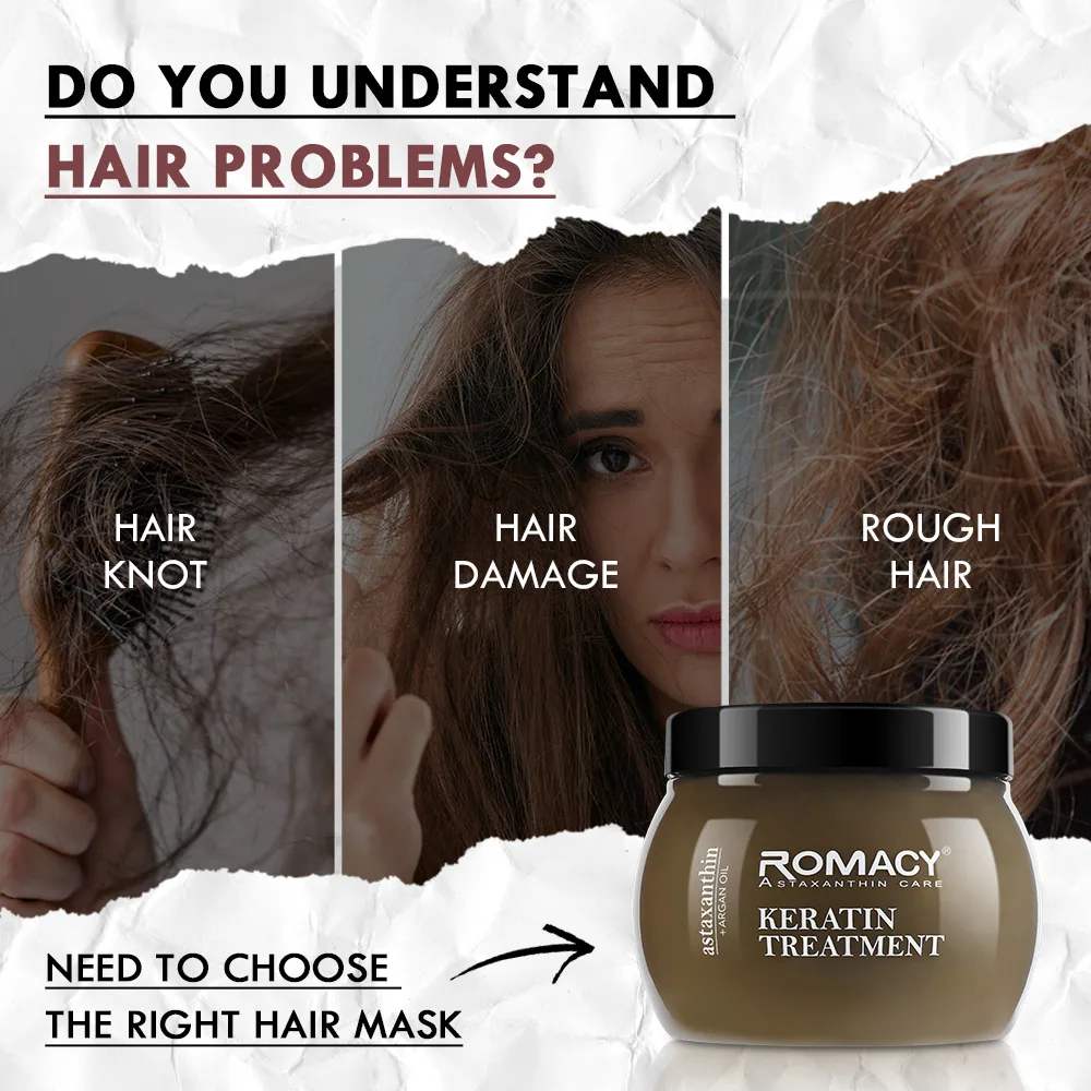 Romacy Moisturizing Astaxanthin Argan Oil Hair Mask 500ml Organic Protein Repairs Dryness Damage 5