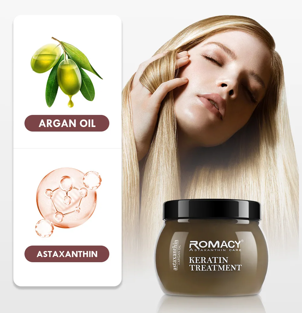 Romacy Moisturizing Astaxanthin Argan Oil Hair Mask 500ml Organic Protein Repairs Dryness Damage 11