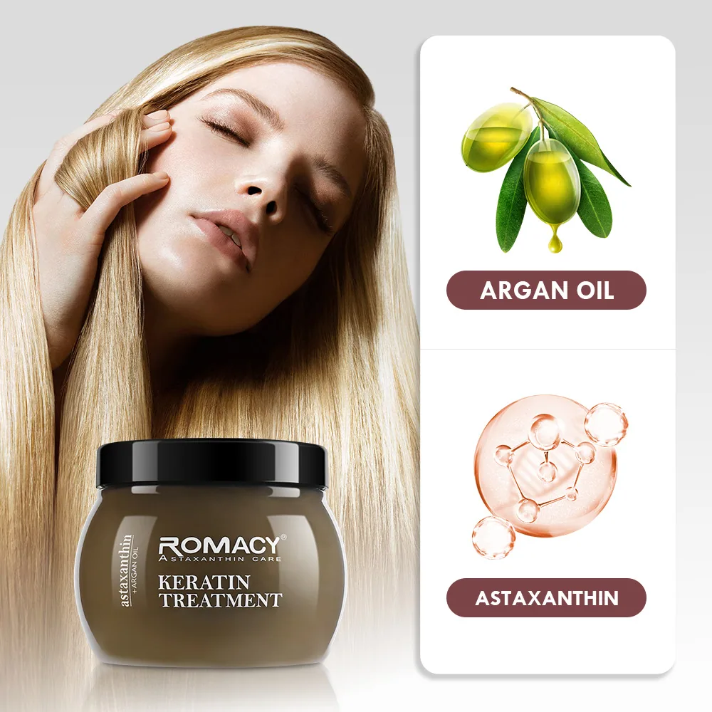 Romacy Moisturizing Astaxanthin Argan Oil Hair Mask 500ml Organic Protein Repairs Dryness Damage 4