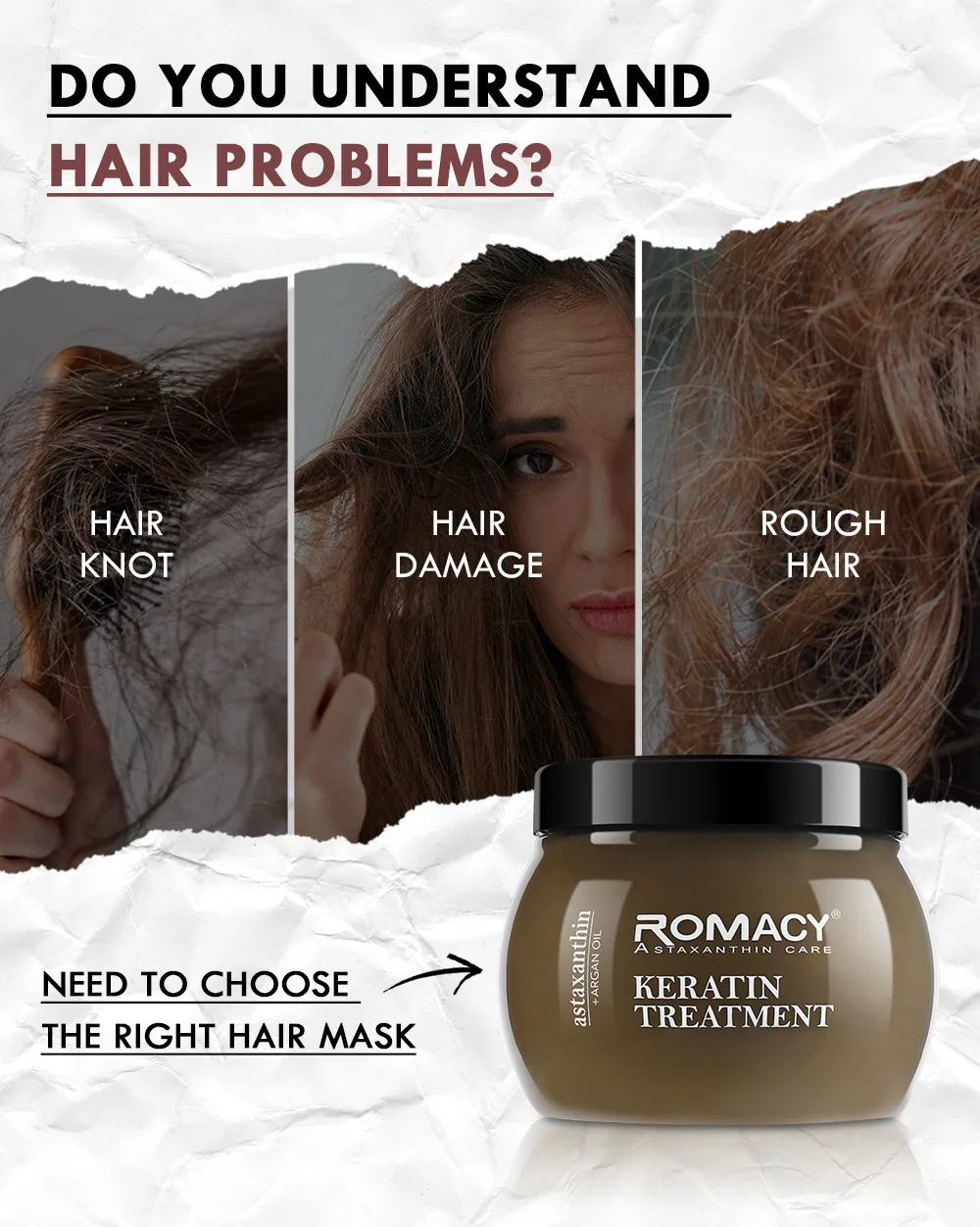 Romacy Moisturizing Astaxanthin Argan Oil Hair Mask 500ml Organic Protein Repairs Dryness Damage 9