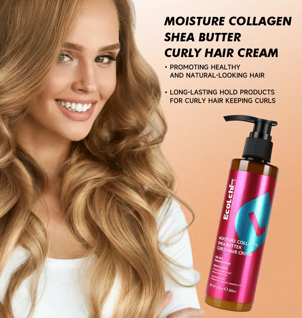 EcoLchi Nourishing Collagen Shea Butter Protein Cream Leave-In Conditioner Moisturizing Repair Curly Hair Care 11