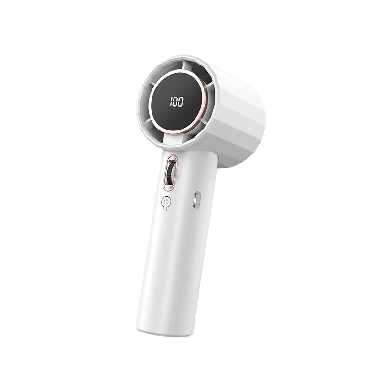 100 Speed High Speed Handheld Ice Fan USB Mini Portable Charging Turbine Small Fan Digital Display Desktop Fan