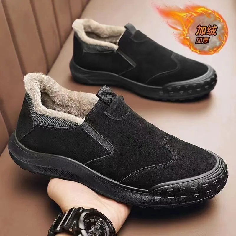 2024 Fall/Winter Fleece Thickened Men's Shoes Trend Casual Work Shoes Outdoor Pedal Labor Protection Shoes Cotton Shoes 2