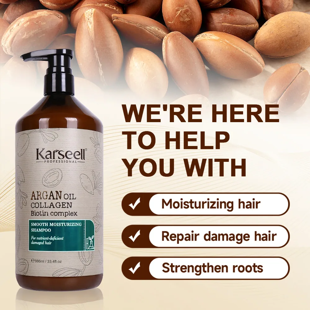 Karseell MACA Merentas sempadan Minyak Argan Kolagen Syampu 986ml Lembut dan Licin 5