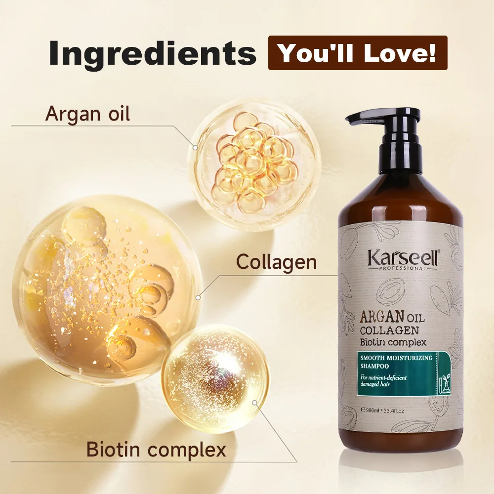 Karseell MACA Merentas sempadan Minyak Argan Kolagen Syampu 986ml Lembut dan Licin 4