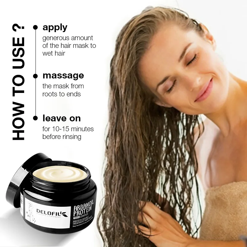 Delofil Collagen Hair Mask Moisturizes and Repairs Argan Oil to treat damaged hair and deeply moisturize it 2