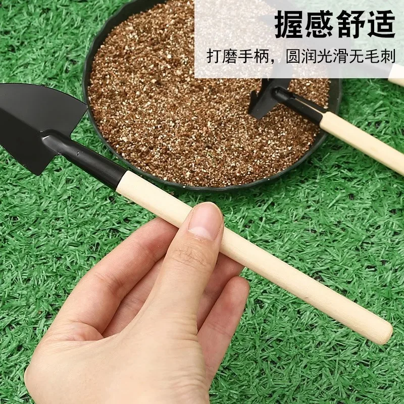 Berkebun set tiga keping besar penyodok pasu taman penyodok besi kecil bunga dalaman pasu tumbuhan tanah longgar tanam bunga 4