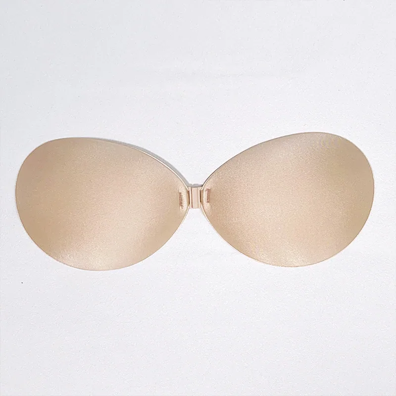 Chest patch, round cup front buckle, small breast gathering, cloth surface women's large and thin invisible bra, underwear su