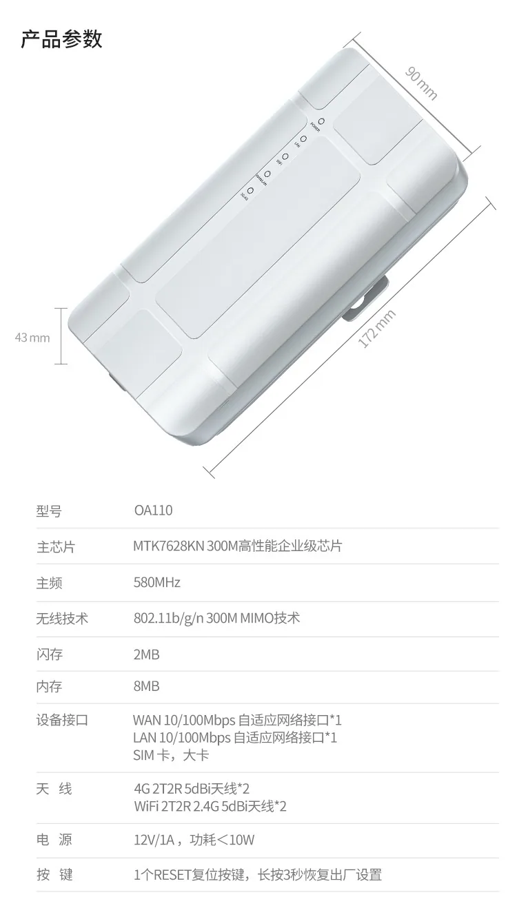 Leguang outdoor 4G plug-in card CPE wireless router outdoor waterproof ap monitoring 4G to wired SIM card with network port 16