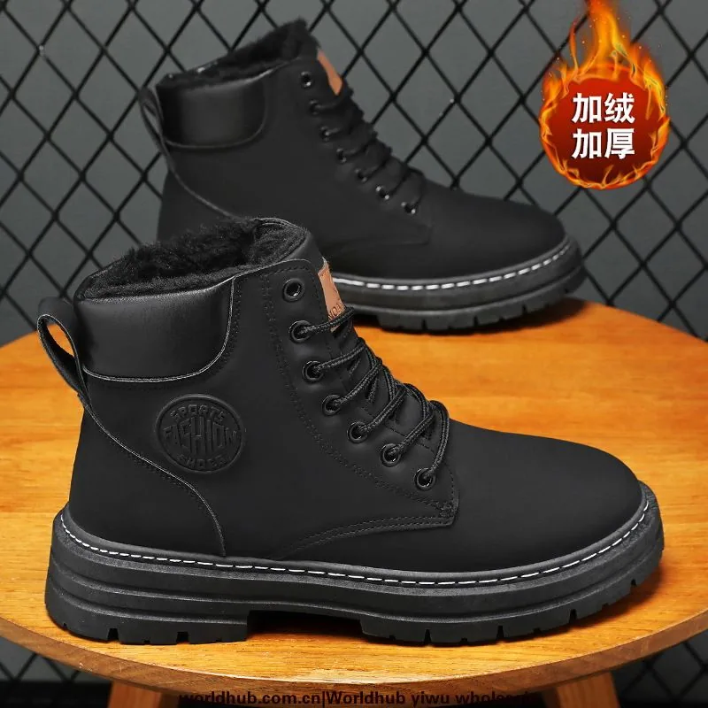 Winter fleece Martin boots, men's shoes, new high-top cargo shoes, men's trend, versatile thick-soled thick warm cotton shoes 2