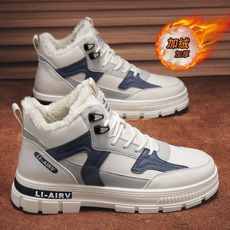 Sepatu Bot Martin Bulu Musim Dingin, Sepatu Pria, Sepatu Kargo High-Top Baru, Tren Pria, Sepatu Katun Hangat Tebal Serbaguna, Sepatu Bot