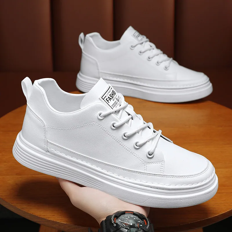 Spring men's shoes new breathable waterproof and non-slip chef shoes men's trend versatile black leather shoes casual board shoe 4