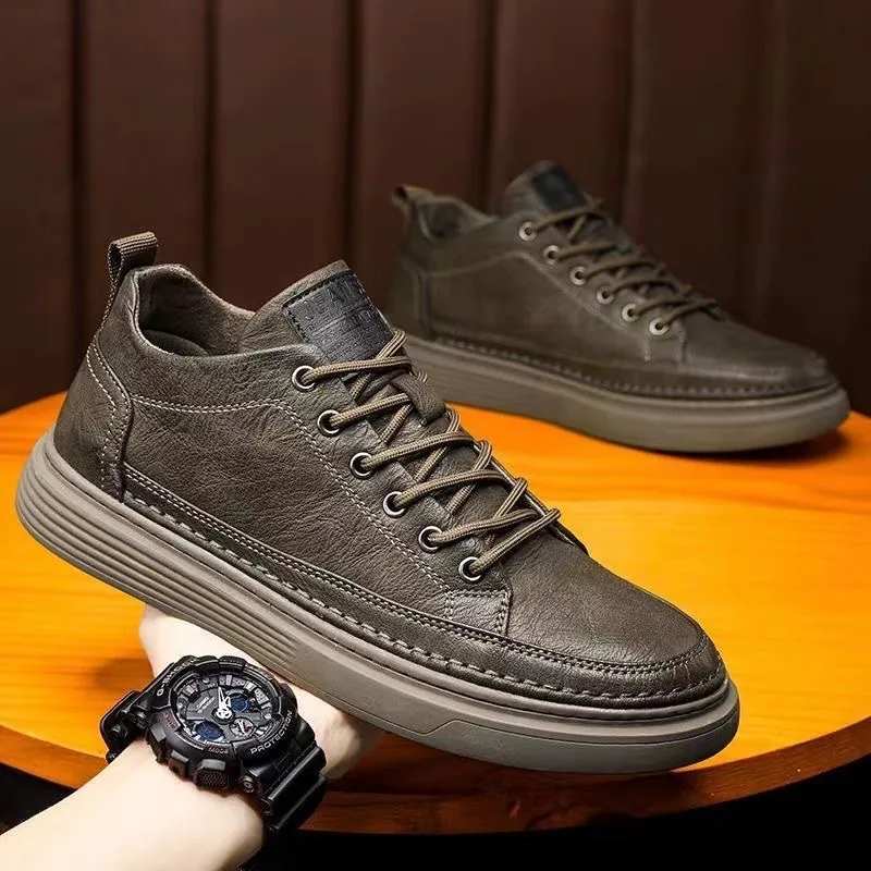 Spring men's shoes new breathable waterproof and non-slip chef shoes men's trend versatile black leather shoes casual board shoe 2