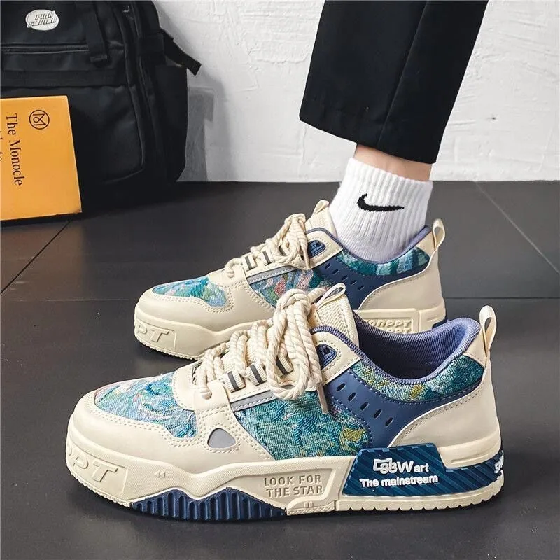 Spring men's shoes, new breathable canvas shoes, male student trend, versatile, platform sports casual board shoes, daddy sho