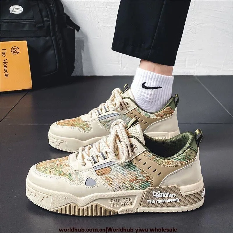 Spring men's shoes, new breathable canvas shoes, male student trend, versatile, platform sports casual board shoes, daddy shoes 2