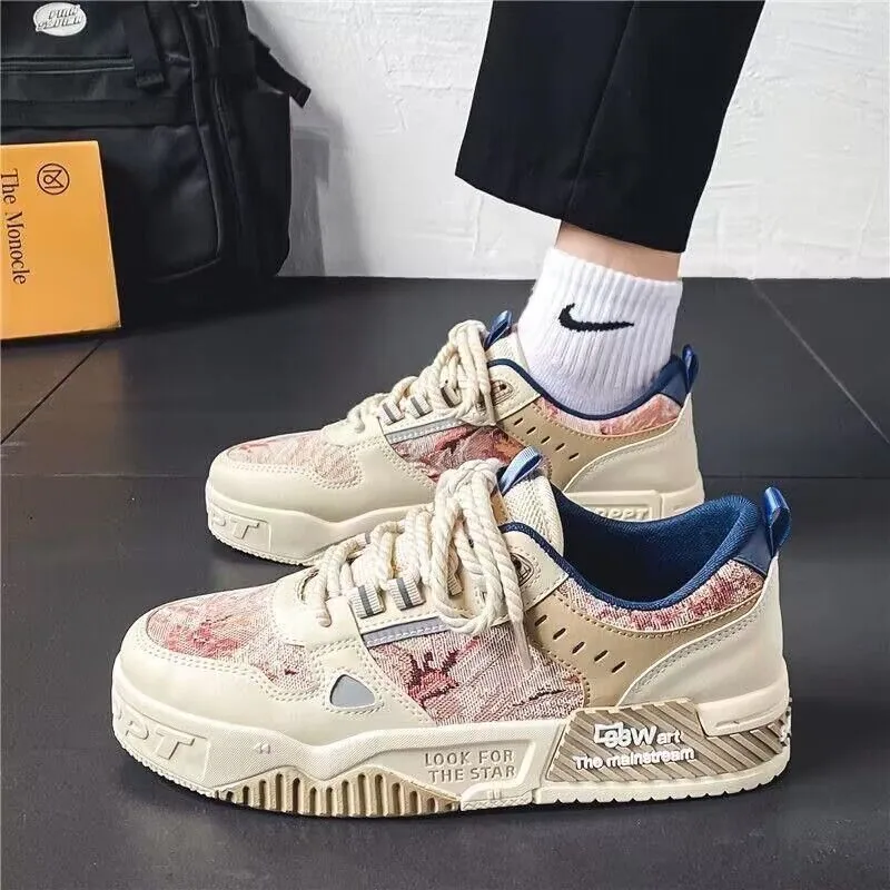 Spring men's shoes, new breathable canvas shoes, male student trend, versatile, platform sports casual board shoes, daddy shoes 3