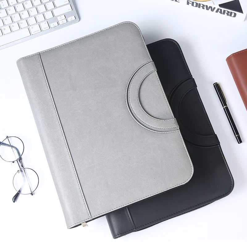 A4 Multifungsi Mudah Alih Zip Kulit Folder Merentas Sempadan Longgar-leaf Buku Pemegang Lembaran Rundingan Borong PU Business Ma 9