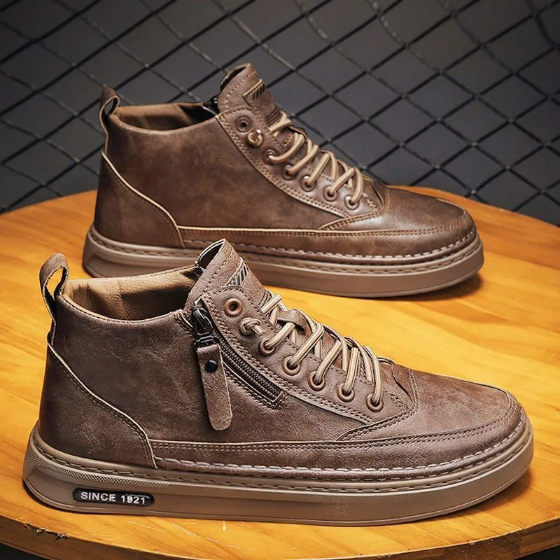 High-top shoes, men's shoes, spring and autumn, new breathable non-slip chef shoes, Korean version of versatile martin boots, wo - Other Shoes