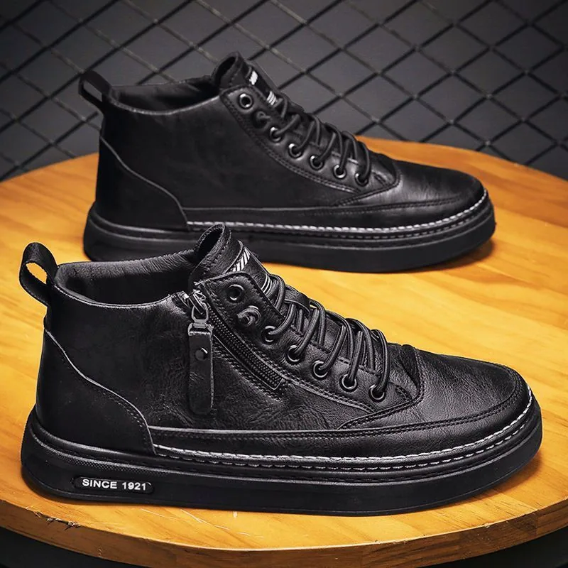 High-top shoes, men's shoes, spring and autumn, new breathable non-slip chef shoes, Korean version of versatile martin boots, wo - Other Shoes 2
