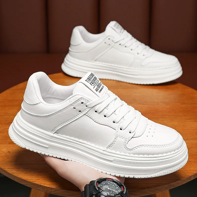 Spring men's shoes, new breathable shoes, men's Korean version of versatile platform white shoes, athleisure flat shoes, trendy - Other Shoes