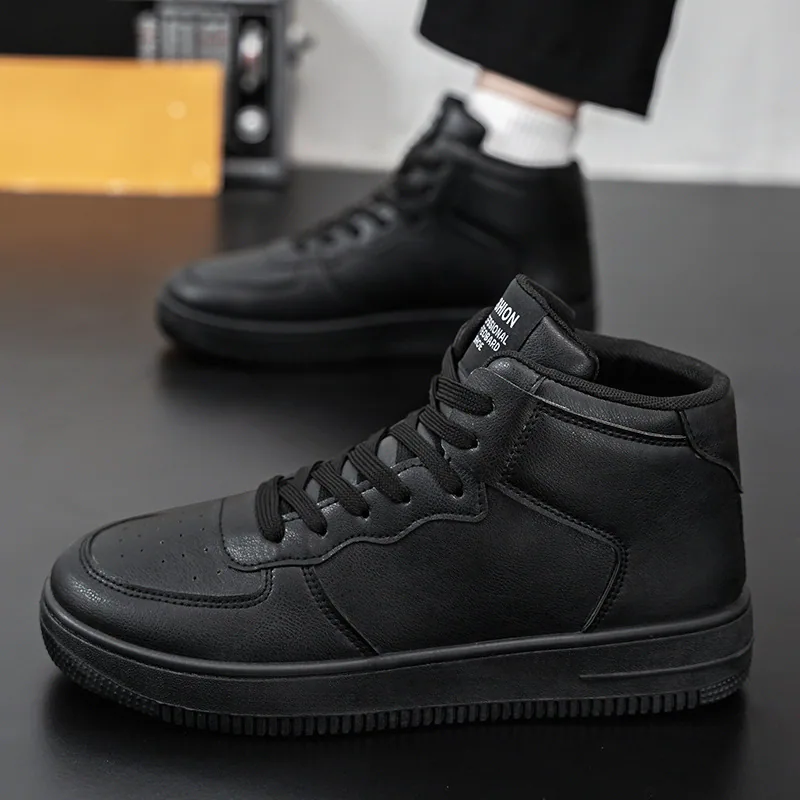 Zapatillas blancas, nuevos zapatos transpirables de caña alta de otoño para hombre, tendencia para estudiantes masculinos, zapatillas de plataforma versátiles, zapatillas casuales de skate 3