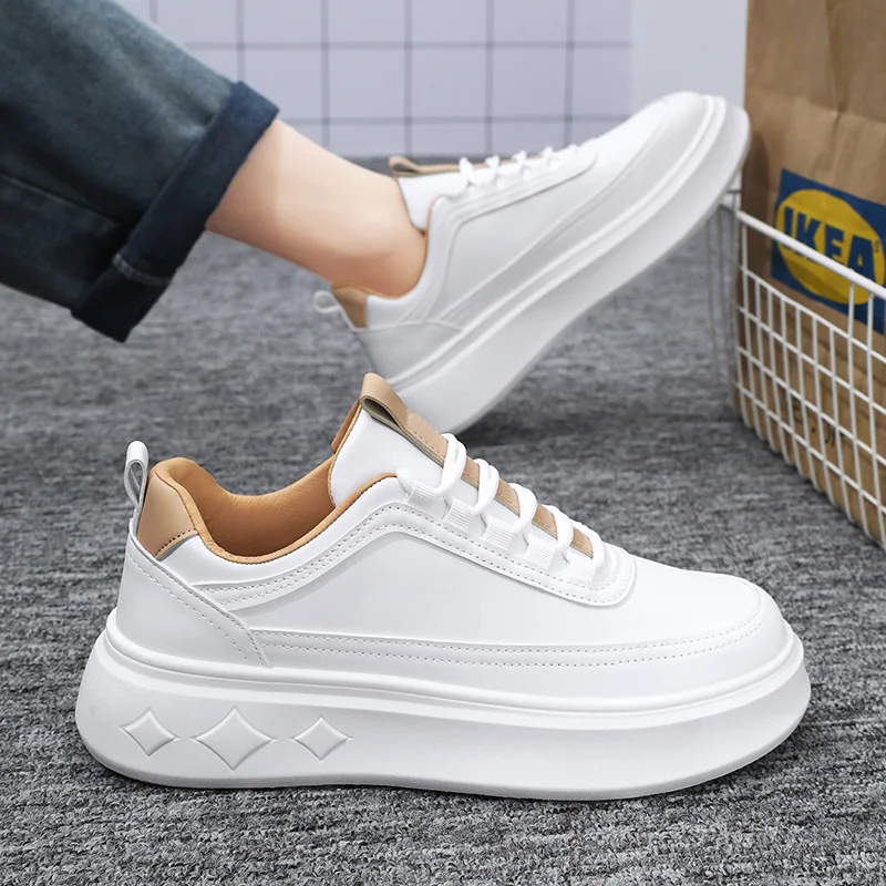 Men's shoes, new breathable white shoes, men's trend, versatile, height-increasing sports leisure board shoes, daddy trendy shoe 2