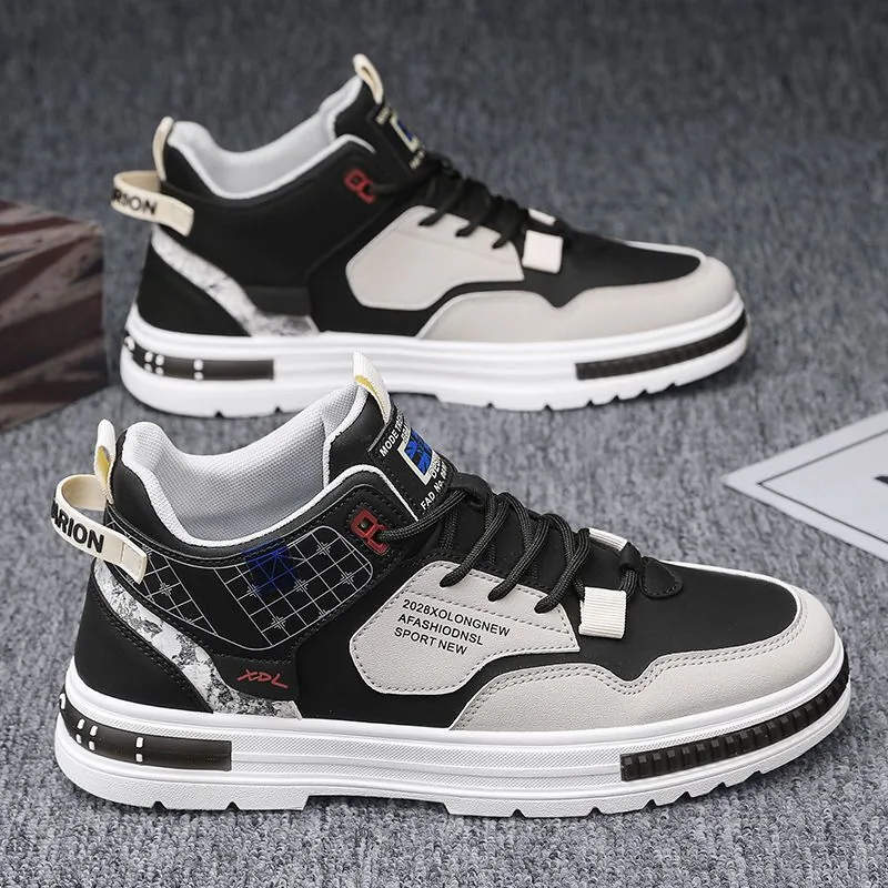 Spring men's shoes, new breathable high-top shoes, men's trend, versatile white shoes, thick-soled athleisure board shoes, trend - Other Shoes 3