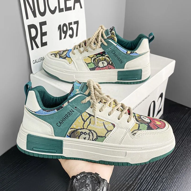 Spring men's shoes, new breathable canvas shoes, men's Korean version of the trend, versatile white shoes, platform sole athleis - Other Shoes 2