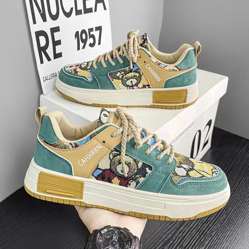 Spring men's shoes, new breathable canvas shoes, men's Korean version of the trend, versatile white shoes, platform sole athleis - Other Shoes