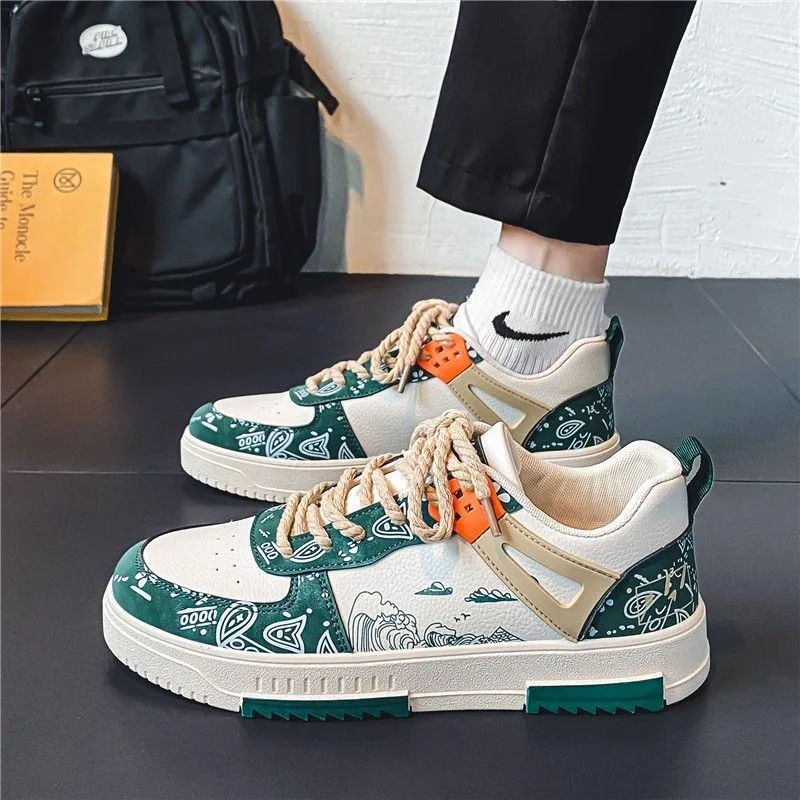 Men's shoes, summer new breathable canvas shoes, male students, Korean version trend, versatile white shoes, thick-soled sports