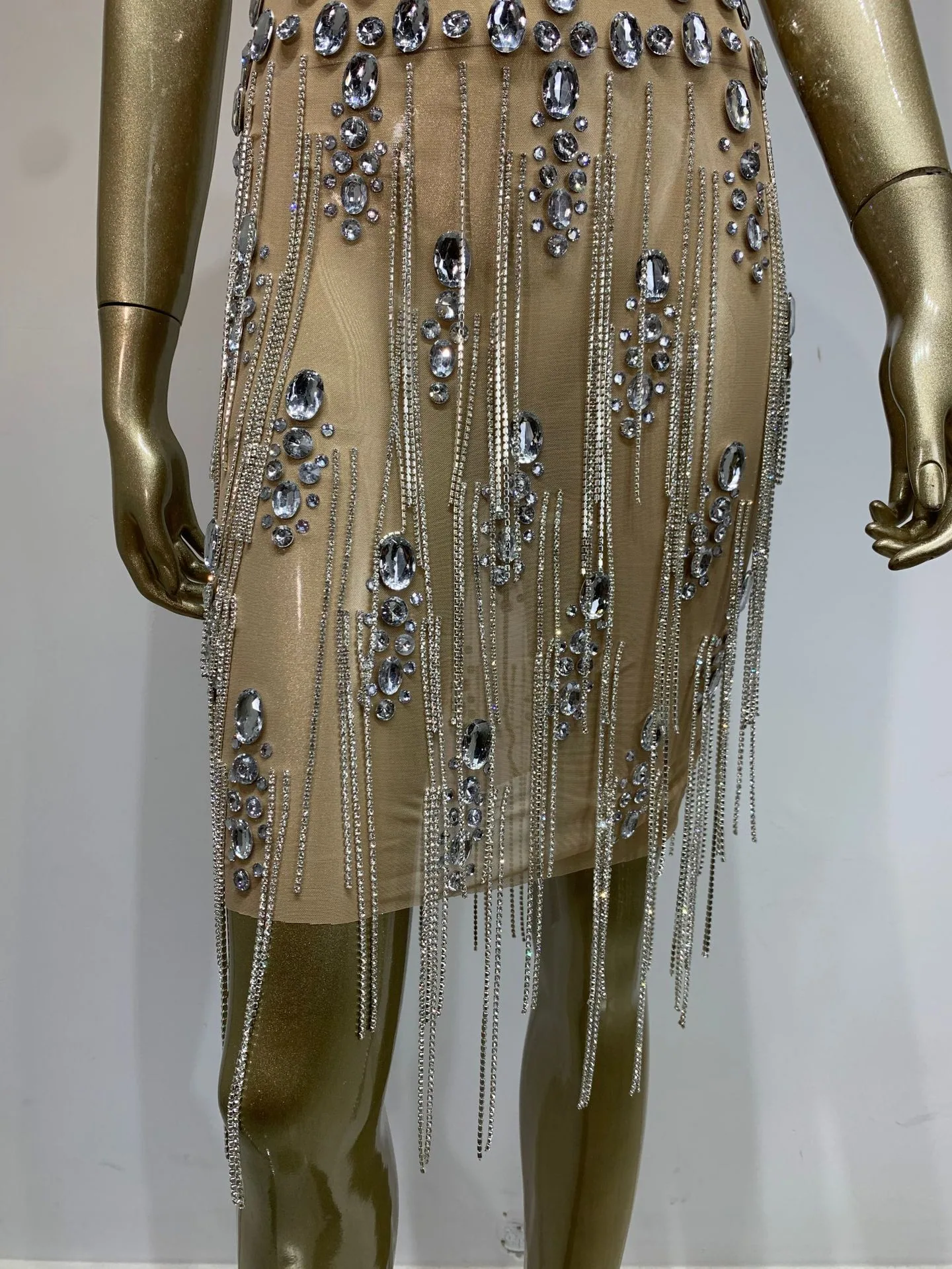 2024 New European and American Sparkling Rhinestones Nightclub Performance Costumes Diamond Chain Sexy Backless Party Dress Skir 10