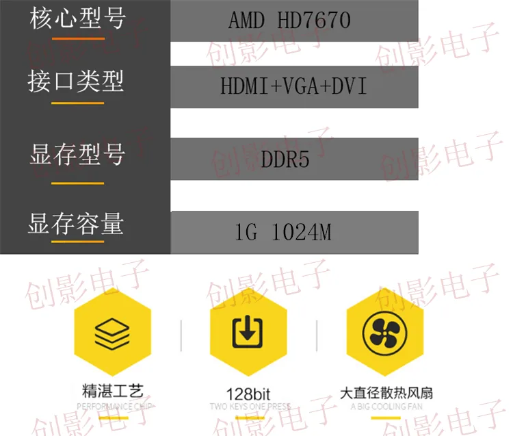 Shenzhen manufacturer wholesale graphics card HD7670 DDR5 1G independent 4G video memory free upgrade 1G HD PCI-E 7