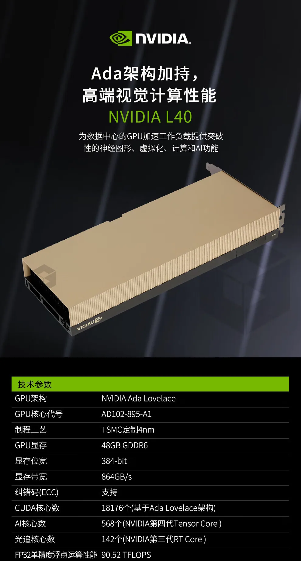 NVIDIA Tesla L40S graphics cardDeep learning graphics cardAI graphics cardNVIDIA 9
