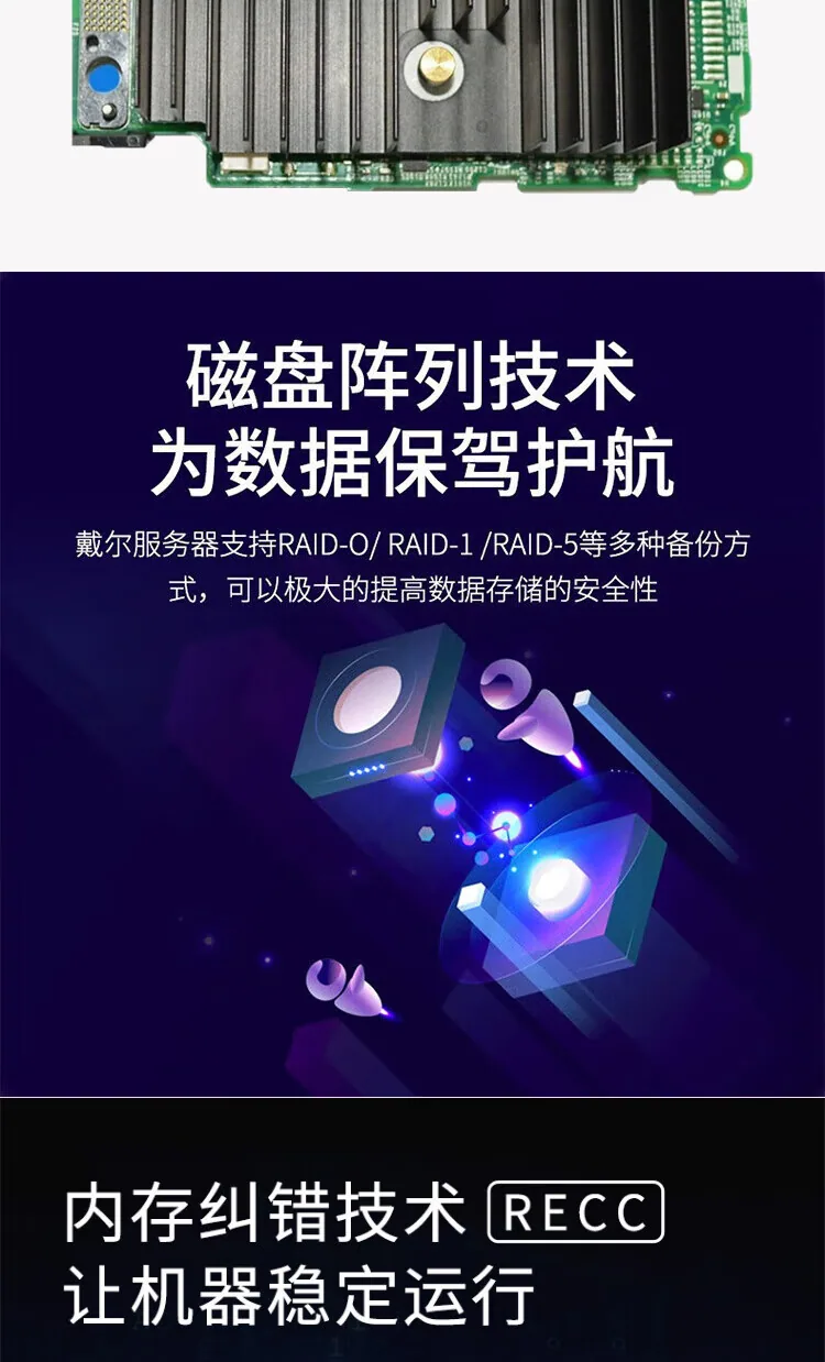 สำหรับเซิร์ฟเวอร์ Dell R65251U โปรเซสเซอร์ AMD รองรับ 128 คอร์, 256 เธรด, การจำลองเสมือนความหนาแน่นสูง 12