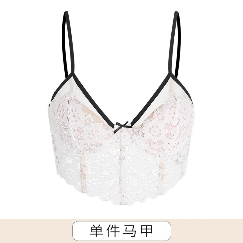 Französische ultradünne Unterwäsche, große Brüste für Damen, kleine Brüste, Sommer, dünne, dünne Schulter, Hosenträger, gesch